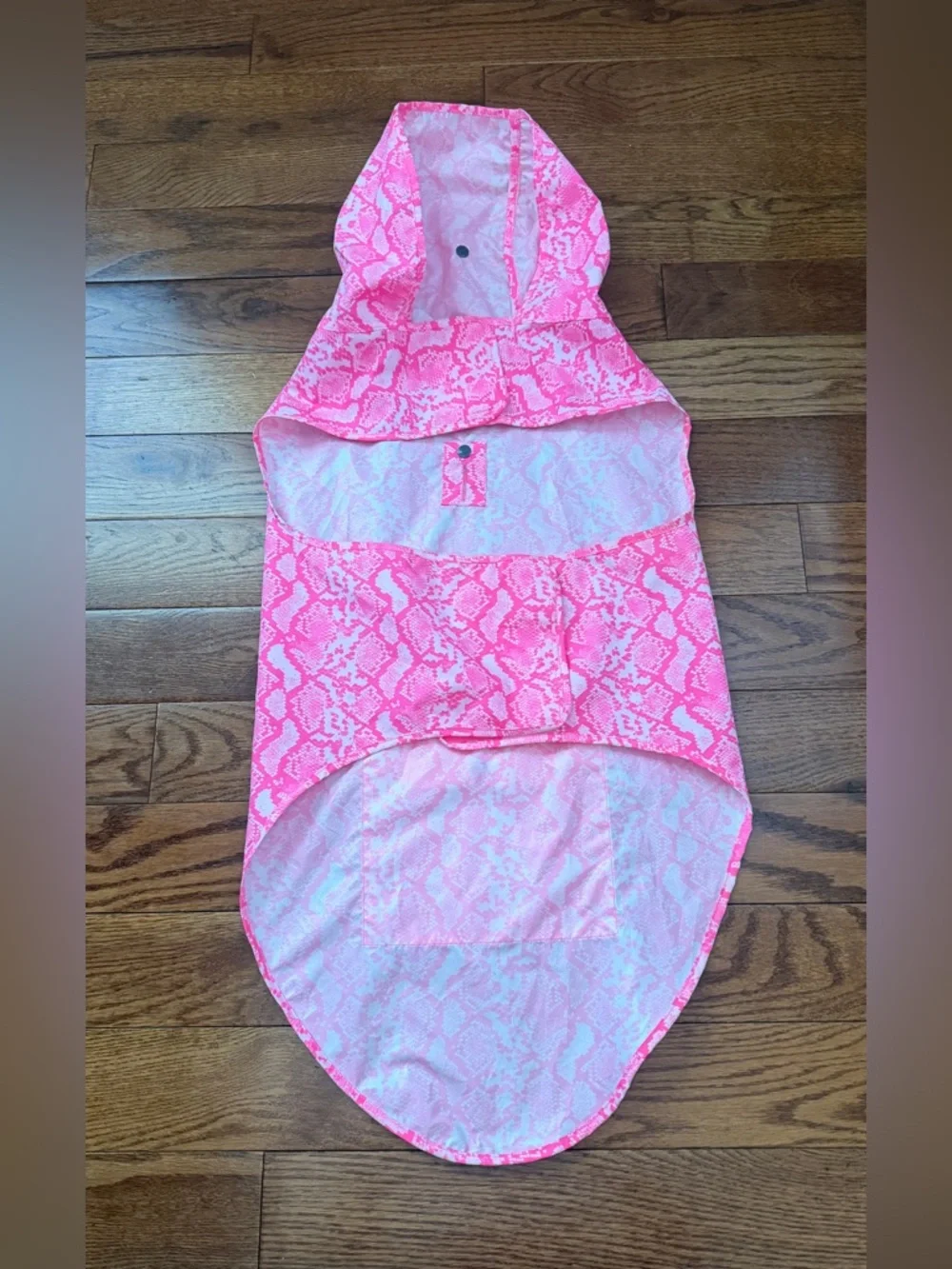 Pink Snake-Print Dog Raincoat with Hood